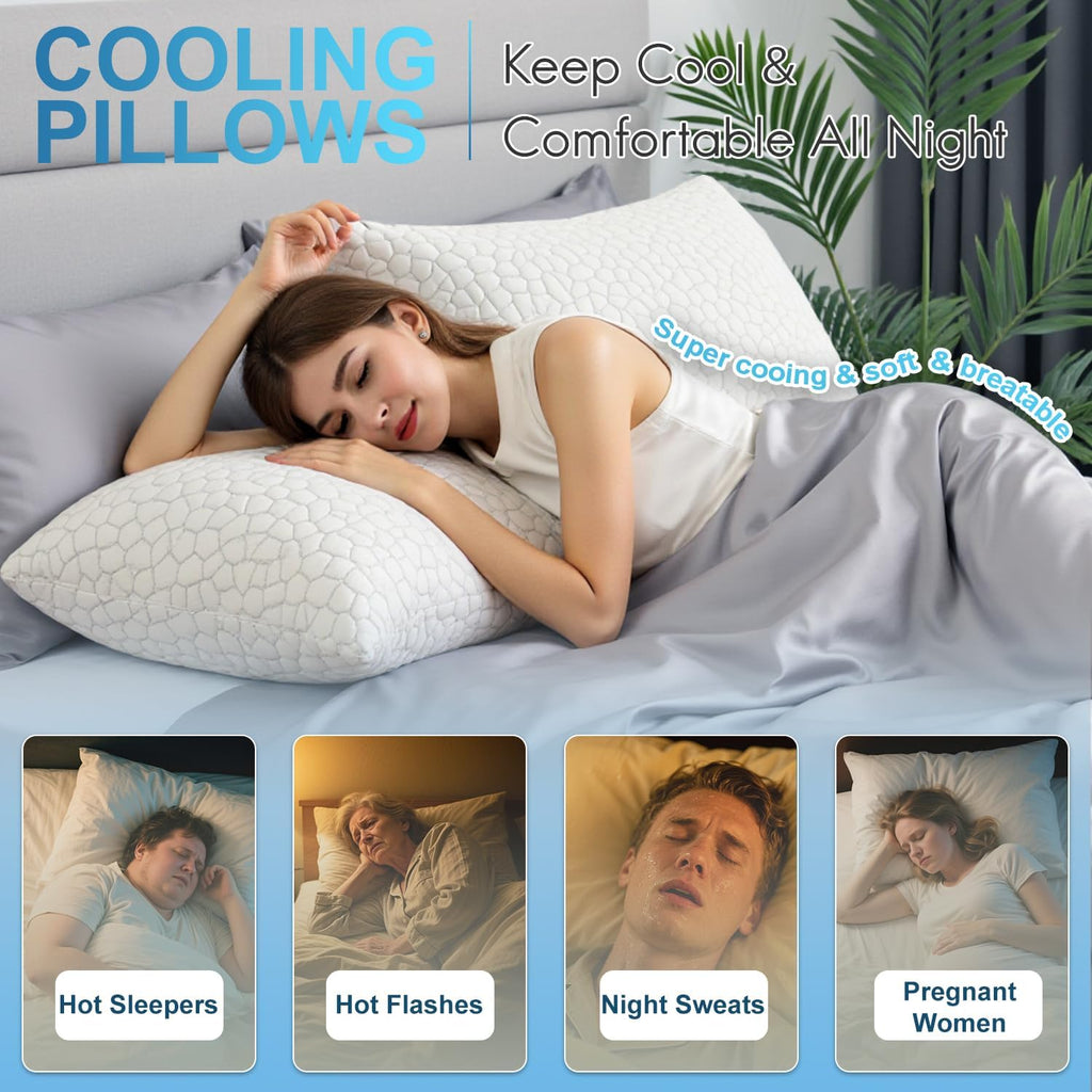 Cooling Gel Memory Foam Pillows Queen Size, Set of 2