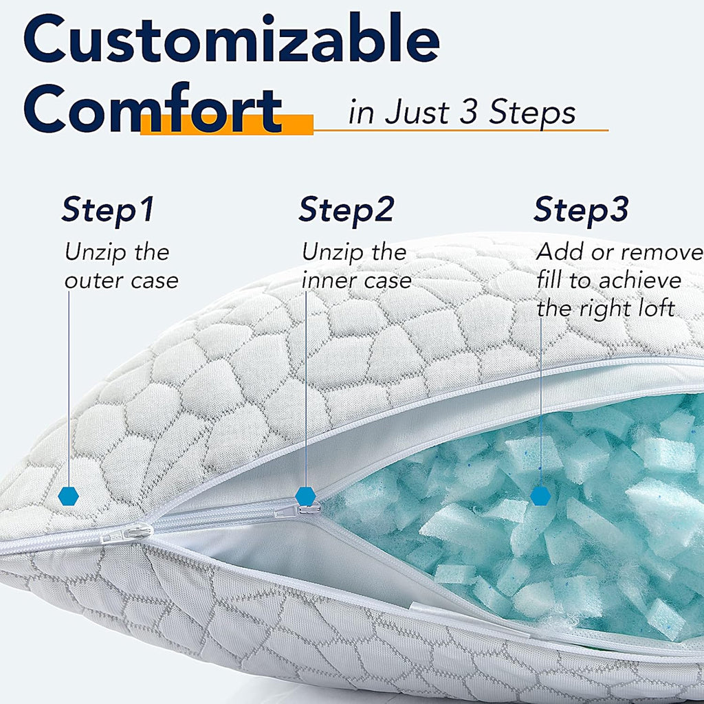 Cooling Gel Memory Foam Pillows Queen Size, Set of 2
