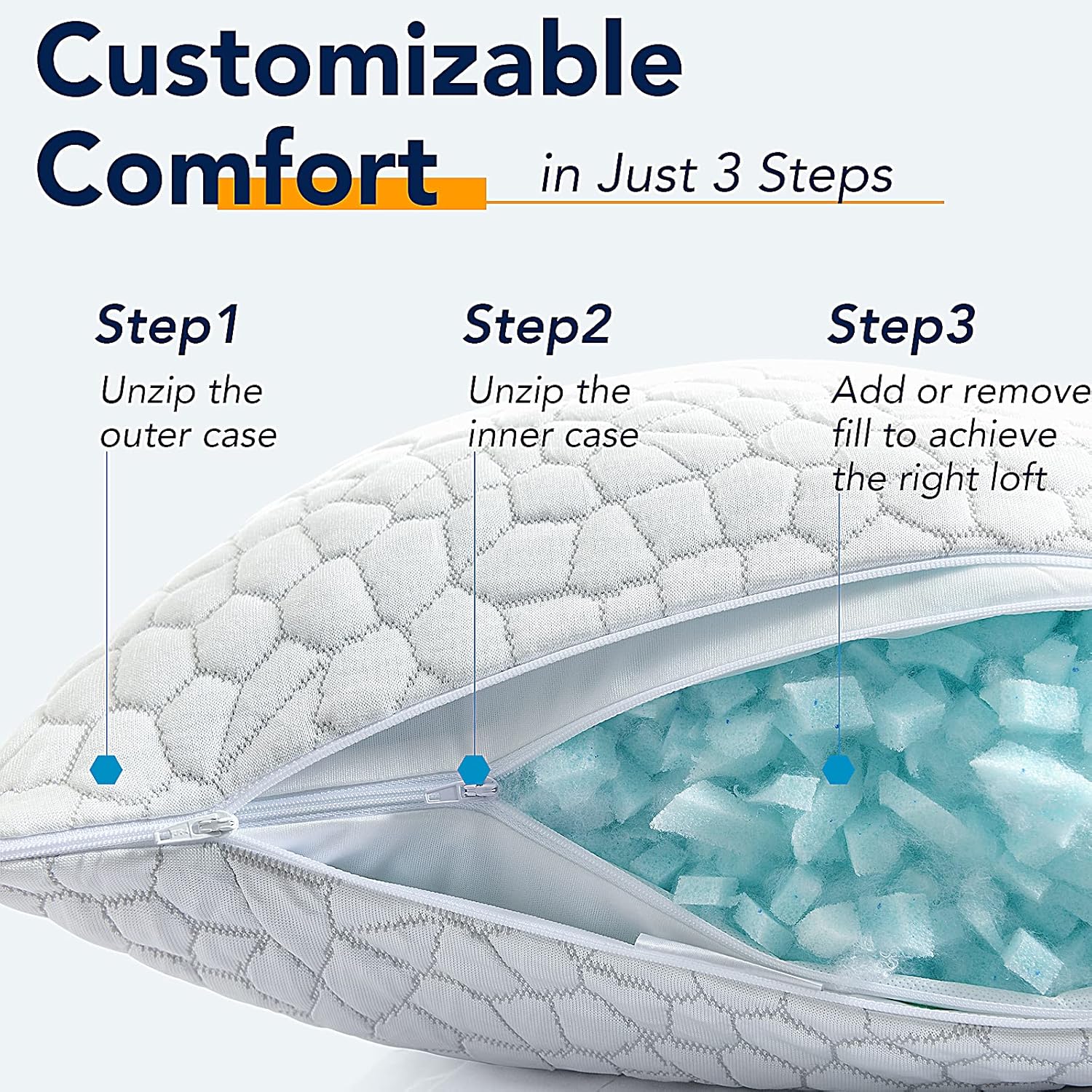 Cooling Gel Memory Foam Pillows Queen Size, Set of 2