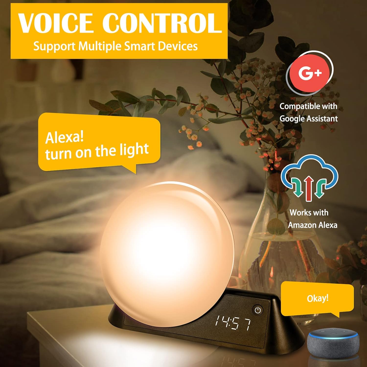 Smart Sunrise Alarm Clock with Wake-Up Light