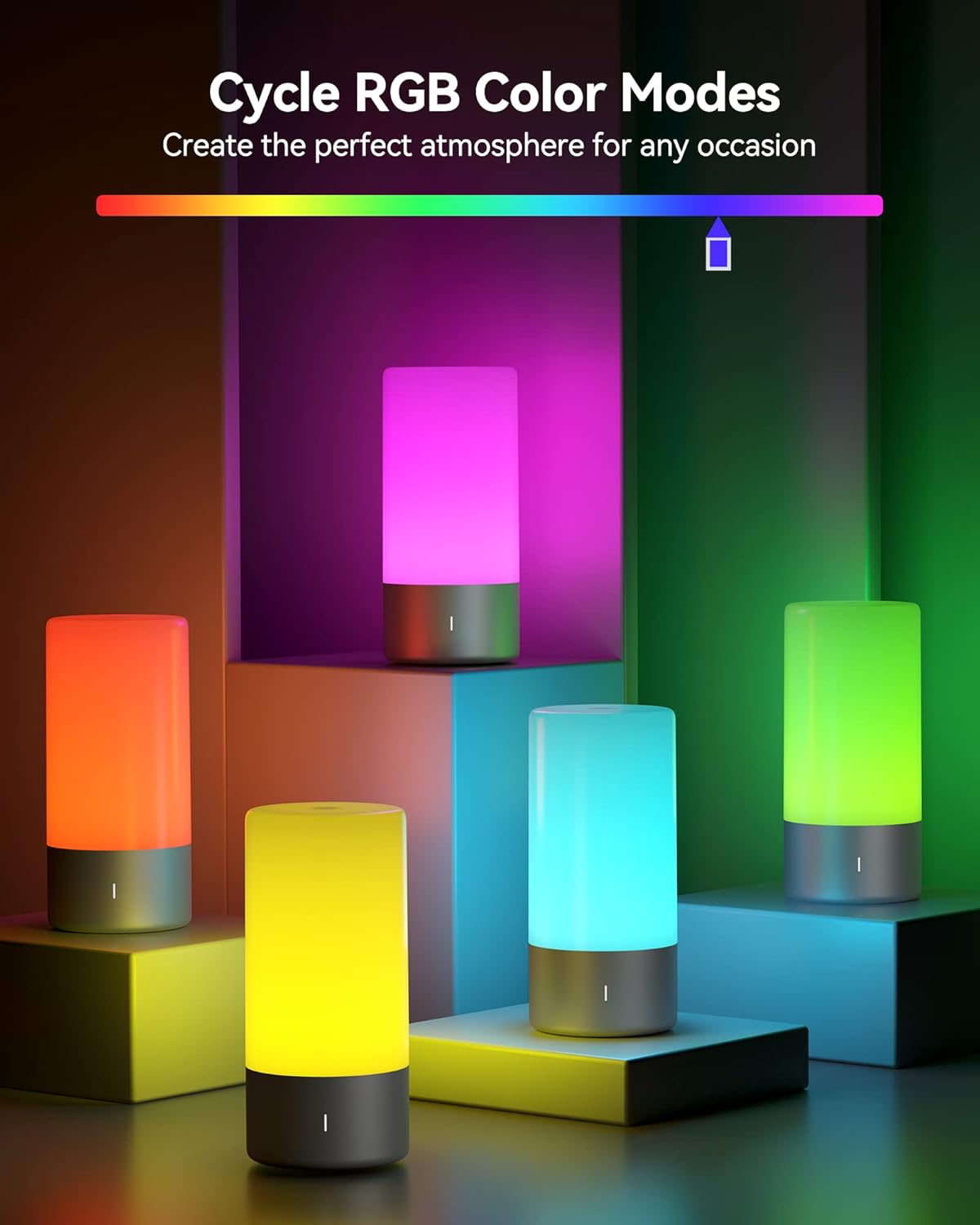 Bedside Touch-Control LED Lamp, 3-Level Dimmable with RGB Mode