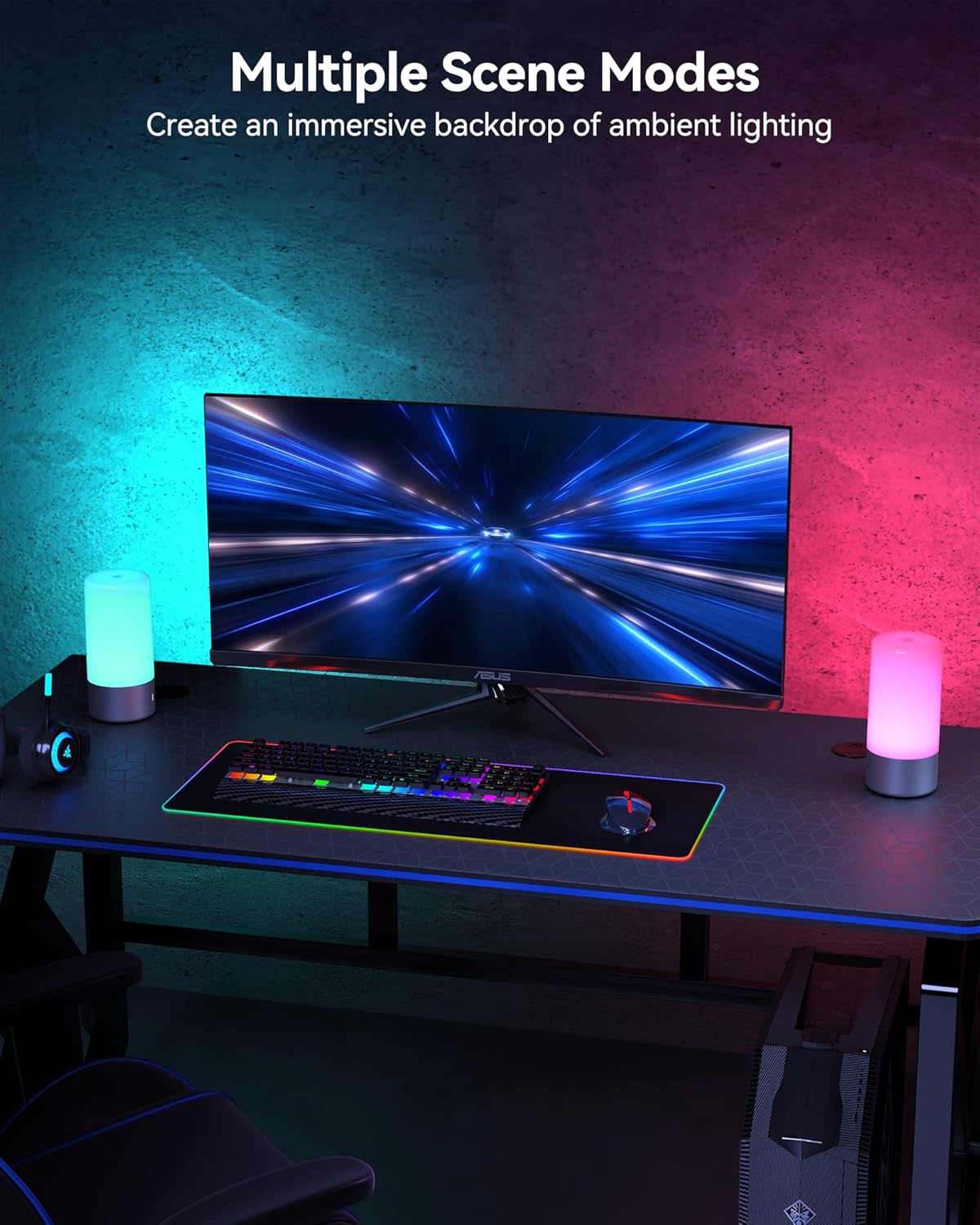 Bedside Touch-Control LED Lamp, 3-Level Dimmable with RGB Mode