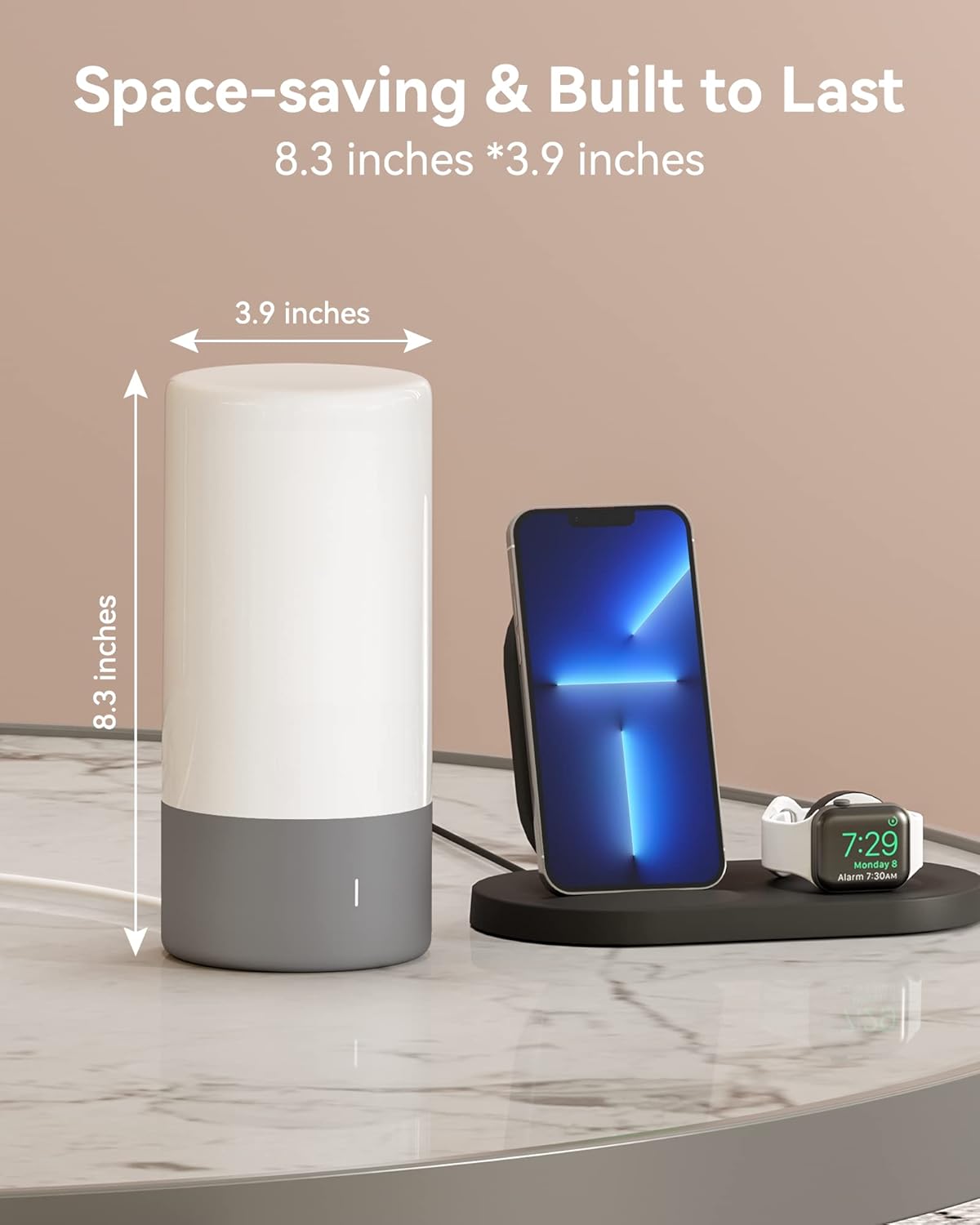 Bedside Touch-Control LED Lamp, 3-Level Dimmable with RGB Mode