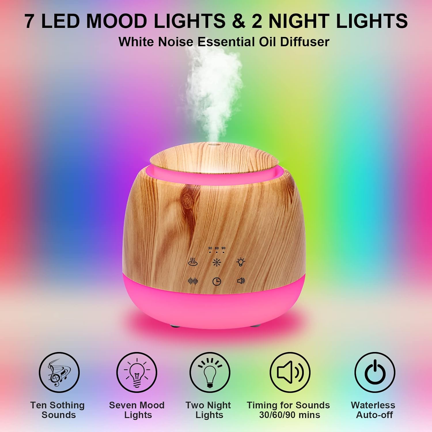 Essential Oil Diffuser & White Noise Machine Light Brown
