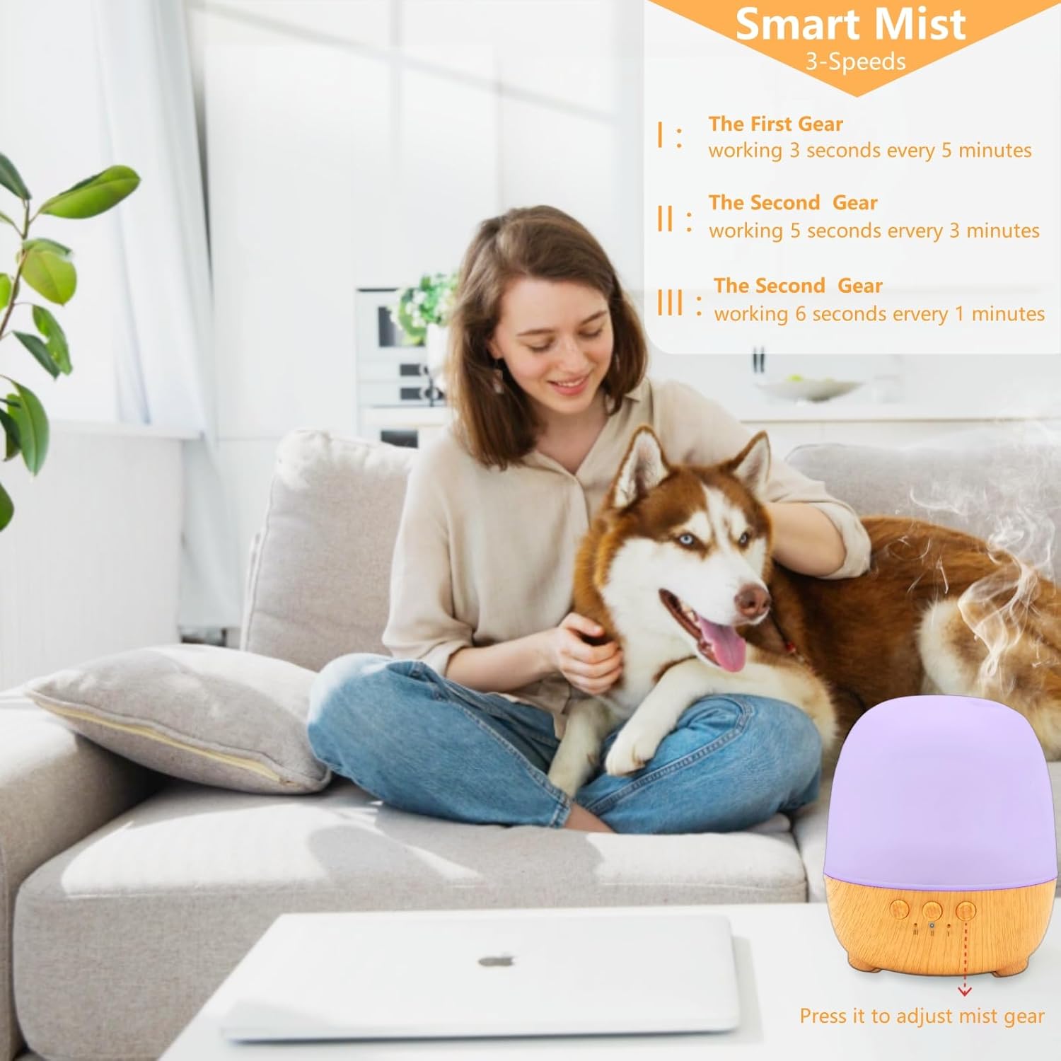 Waterless Essential Oil Diffuser with Smart Mist Control