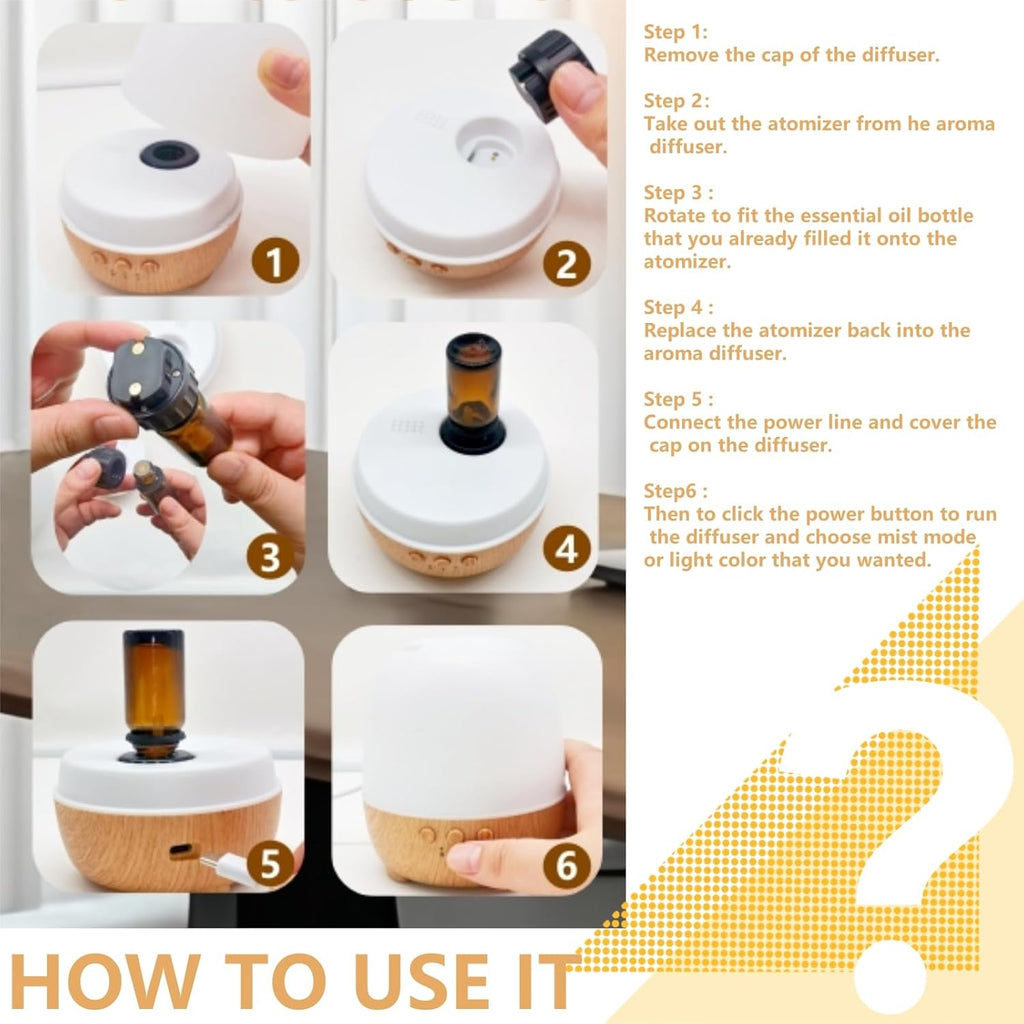 Waterless Essential Oil Diffuser with Smart Mist Control